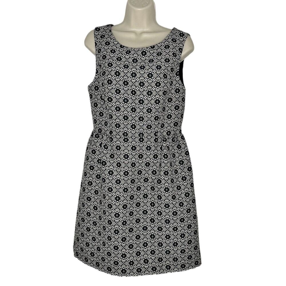 Erin Fetherston Black Ivory Boat Neck Sleeveless Fit Flare Classic Dress Size 8